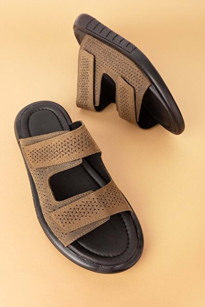 Gondol Чоловічі тапочки з натуральної шкіри - на липучках і з регульованою підкладкою, зручний дизайн esm.6016