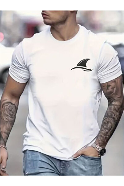 CLASSY.MODA Ανδρικό μπλουζάκι μονόπλευρο - Λευκό μπλουζάκι με κοντό μανίκι με λαιμόκοψη