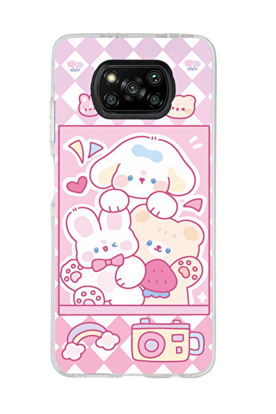 SUPER FRAME Poco X3 PRO / X3 NFC Uyumlu Tatlı Ayıcıklar Tasarımlı Şeffaf Tele...