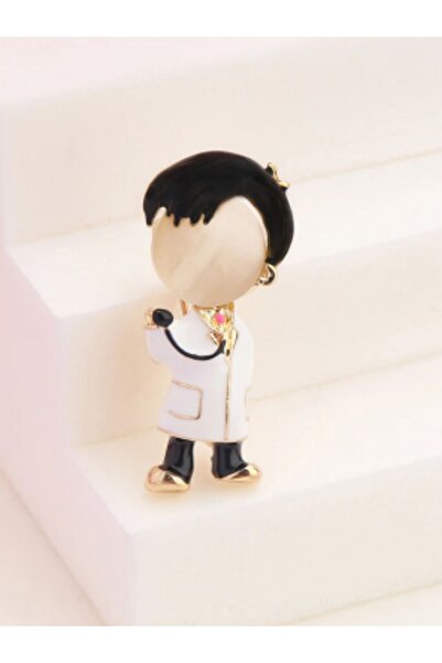 Punky Store Siyah Saçlı Erkek Doktor Broş 4.1 X 2.2 cm