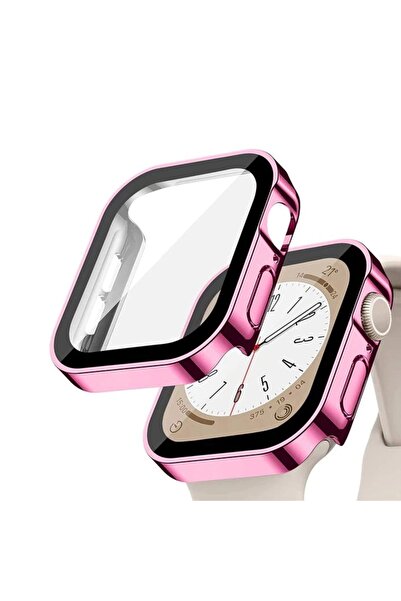 Quse Apple Watch 41mm Suya Dayanıklı Kasa + Ekran Koruyucu Kılıf – Pembe – Se...