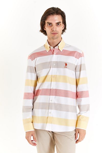 U.S. Polo Assn. БАЗА. Мъжка спортна риза POLO - стандартна кройка, G082GL004.000.1831951 Zane 027 Каки