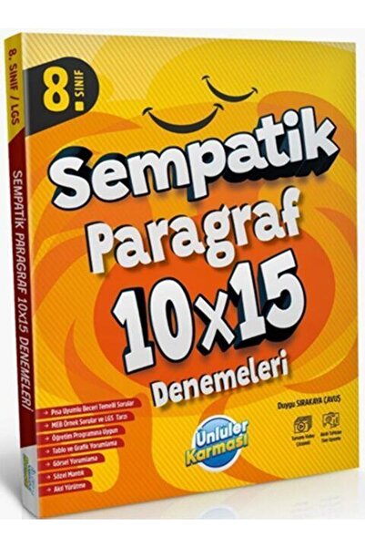 İndeks Akademi Yayıncılık 8. Sınıf Paragraf Sempatik 10 x 15 Deneme Ünlüler K...