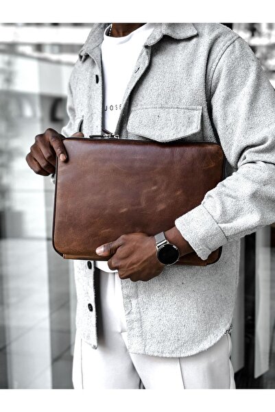 Convolantis حقيبة ماك بوك من الجلد الطبيعي - حقيبة كمبيوتر محمول جلدية مقاس 13 بوصة و14 بوصة - حقيبة كمبيوتر محمول