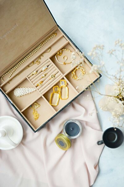 Convolantis صندوق مجوهرات من الجلد الأسود - صندوق مجوهرات - ديكور ومنظم مجوهر...