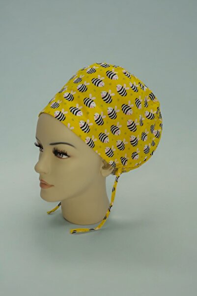 Çamder Bone Tesettür Beden, Cerrahi Bone, Sari Arı Desenli Doktor, Hemşire, S...