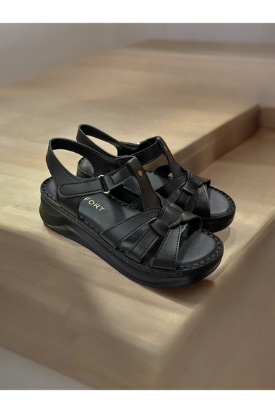 Cozi company Sandale din piele pentru femei cu toc pană ortopedic