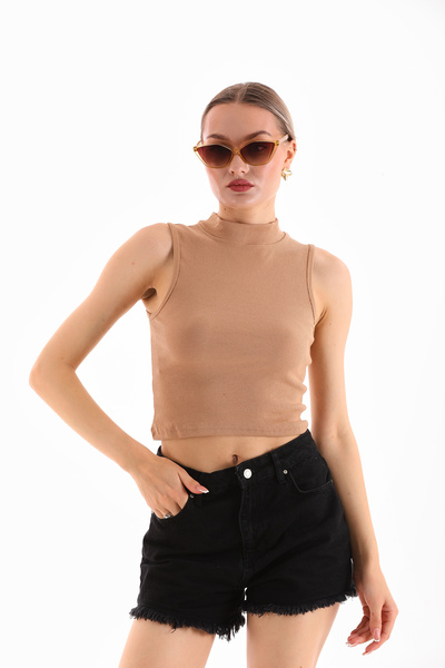LOISY Women's Lycra Sleeveless Crop Blouse