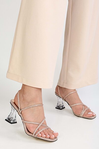 Shoeberry Iwes Rose Women's Heeled Shoes - Plated Stone Detailed