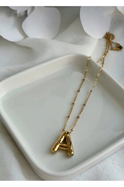 Asia by Leuvoié Üç Boyutlu Çelik A Harfli Balon Kolye