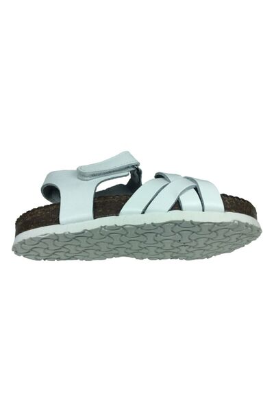 Turkuaz White Knitted Patterned - Velcro Ankle Orthopedic Girls Sandals