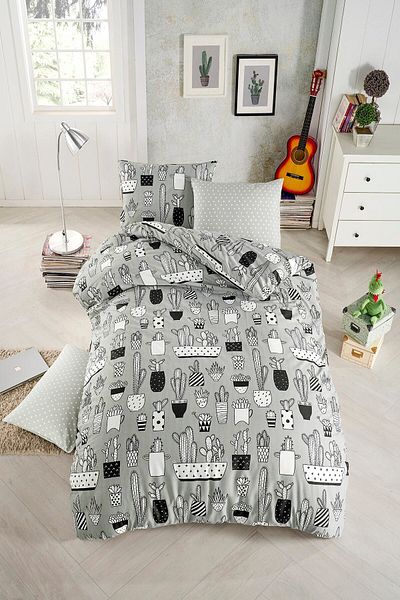 Tabu Home Cactus Gray Single Duvet Cover Set