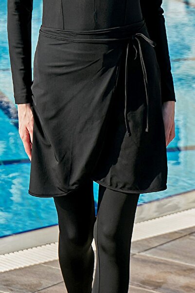 Remsa Mayo Μαύρη Lycra συνδεόμενη φούστα Pareo - RP005-02 Remsa μαγιό