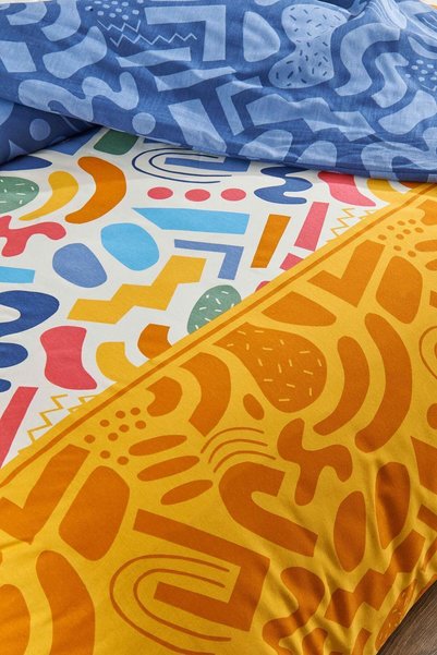 Tabu Home Doodle Renkli Çarşafı Lastikli Tek Kişilik Nevresim Takımı