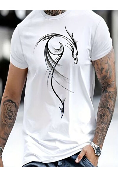 CLASSY.MODA Ανδρικό μπλουζάκι μονόπλευρο - Λευκό μπλουζάκι με κοντό μανίκι με λαιμόκοψη