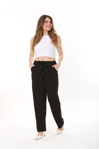 Era Lisa Relaxed Cut Lycra Elastic Waist Knitted Fabric Trousers