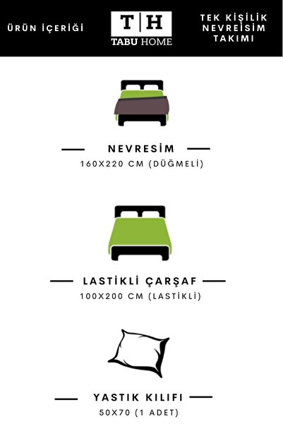 Tabu Home Doodle Renkli Çarşafı Lastikli Tek Kişilik Nevresim Takımı