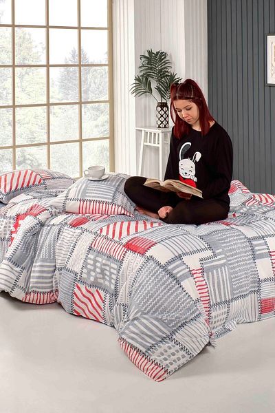 Tabu Home Patchwork Anthracite Grey Single Duvet Cover Set