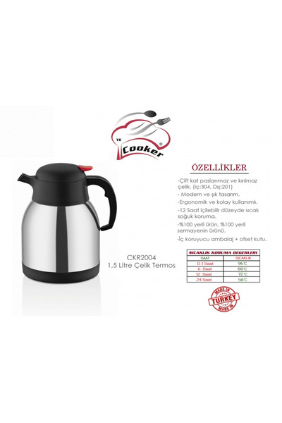 Cooker Çelik Termos 1,5 Lt Ckr2004