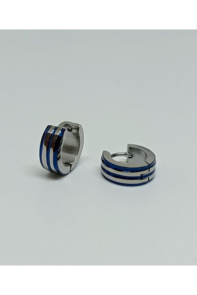 mama india alaçatı Unisex Women Men 316l Surgical Steel Cornered Circle Model Diameter 13 Mm 2 Pieces Hoop Earrings No:24