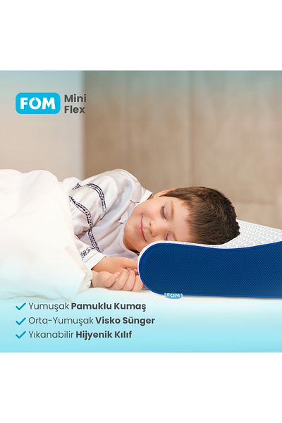FOM Μαξιλάρι ύπνου Mini Flex Visco 2 συσκευασιών - Παιδική και Ταξιδιωτική Συμβουλή, Ορθοπεδικό, Navy Blue