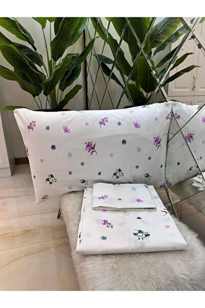 micoton Double Patterned Cotton 100% Elasticless Sheet and Pillow Set