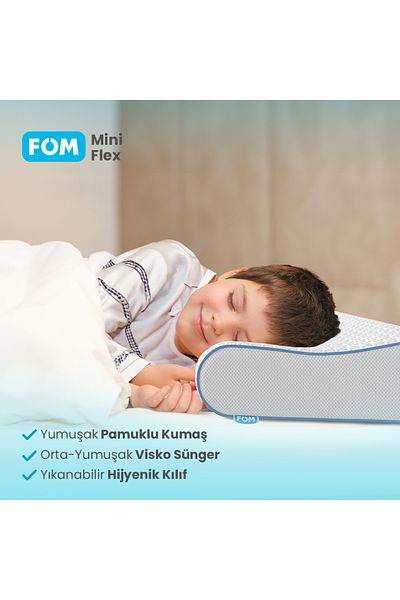 FOM Orthopedic Mini Flex Visco Children's and Travel Sleeping Pillow - 50x30x11/9 White