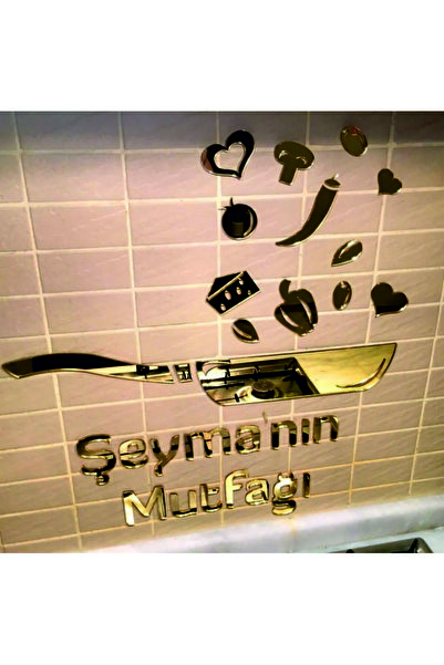 şamaksesuar Gold Pleksi Tava Mutfak Duvar Dekoru Mutfak Süsü ( Kendinden Yapışkanlı )