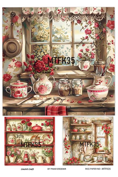 LİNEART Brass Patterned LineArt Decopage Paper - LA-MTFK35