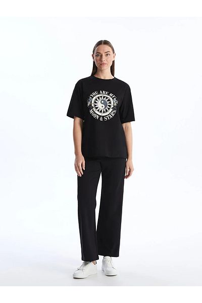 LC Waikiki Crew Neck Printed Short Sleeve Oversize Women's T-Shirt