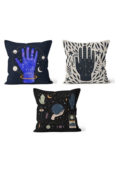 PASAJ HOME Ks-101 Double Sided Printed Astronaut Patterned 3-Piece Throw Pillow Cover