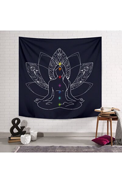 PASAJ HOME Lacivert Lotus Yoga Duvar Örtüsü