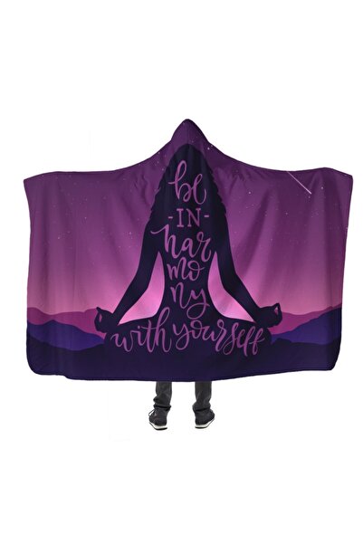 PASAJ HOME Mor Gökyüzü Meditasyon Kapşonlu Battaniye