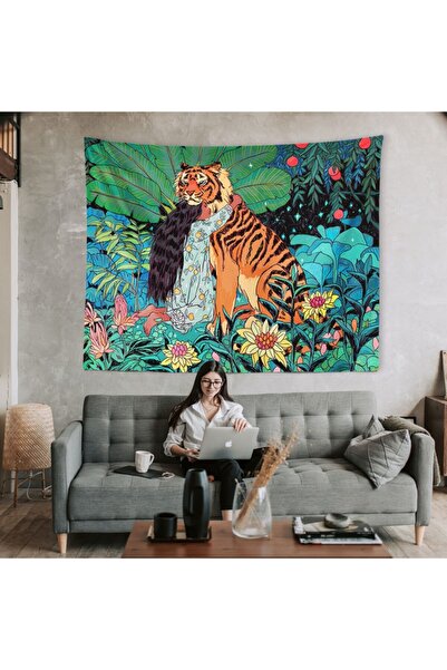 PASAJ HOME Kaplan Ve Kız Duvar Örtüsü