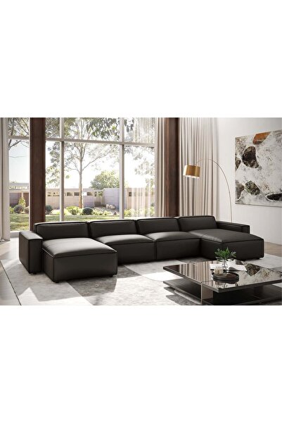 hoom concept ORLANDO DERİ ÜÇLÜ ÇİFT KÖŞELİ DUBBLE KOLTUK