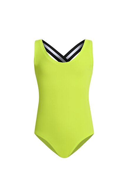 Genel Markalar Lime Kız Çocuk Mayo Neon Yeşil Sarı Deniz Havuz Yüzücü Plaj Ça...