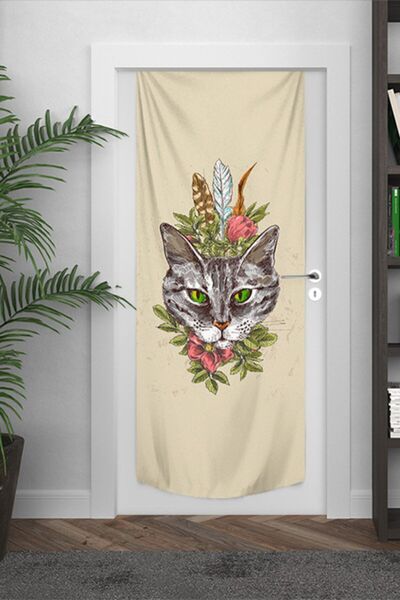 PASAJ HOME Çiçekli Kedi Kapı Örtüsü