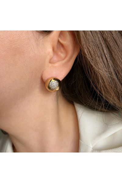 FORSEİ LUCA Gold Colored Heart Embossed Paddy 1 Pair Earrings