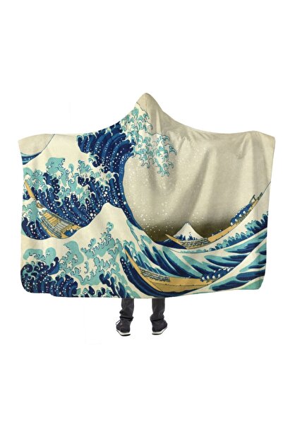 PASAJ HOME Great Wave Unisex Oversize Kapşonlu Battaniye