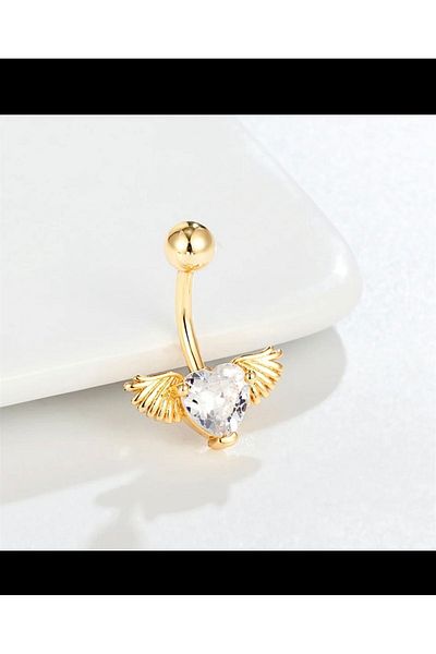 Arescollection Surgical steel angel winged heart belly button ring