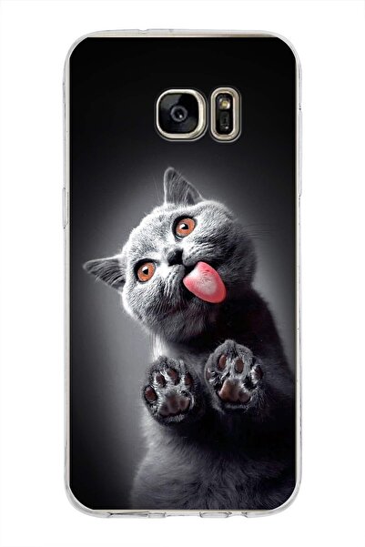 PrintiFy حافظة شفافة مطبوعة مقاس 1 ملم Slim Fit Cat 2 050c متوافقة مع هاتف Samsung Galaxy S7 Edge