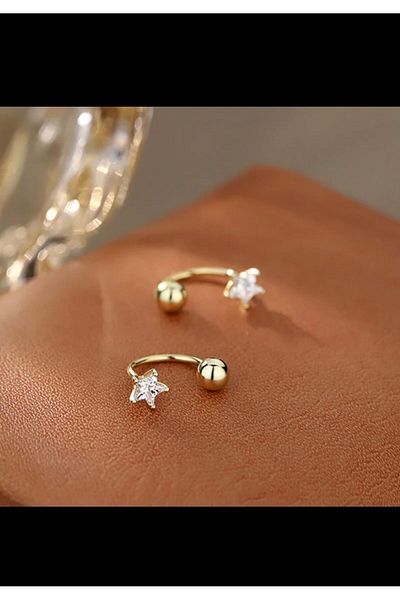 Arescollection Korean Style Star Model Earlobe Helix Cartilage Conch Piercing