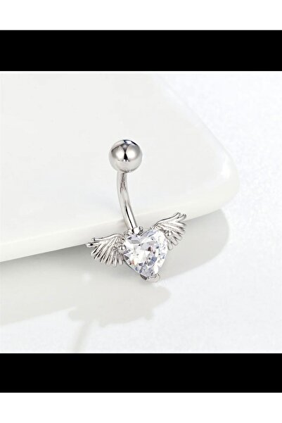 Arescollection Cerrahi çelik melek kanatlı kalpli göbek piercingi