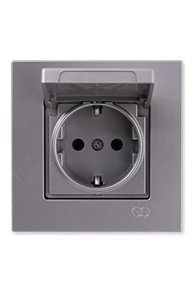 Günsan Electric Eqona Silver Covered Grounded Socket - Frameless