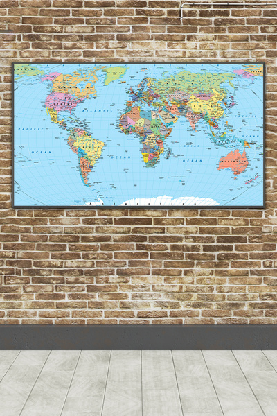 poster marketi Kendinden Yapışkanlı Dünya Haritası 3D Duvar Kağıdı