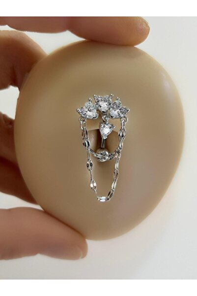 Arescollection 316L cerrahi çelik kalpli zincirli üstten takmalı sallantılı z...