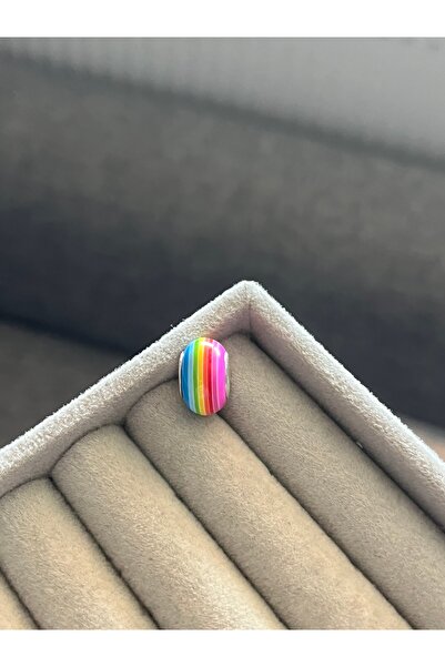 asaf Çizgili renkli murano charm | gümüş kaplama