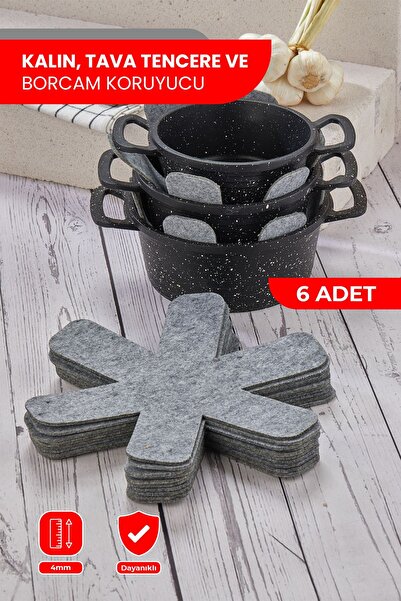 Self Power GRİ KALIN TAVA,TENCERE VE BORCAM KORUYUCU 6 LI SET ELYAF KEÇE TAVA...