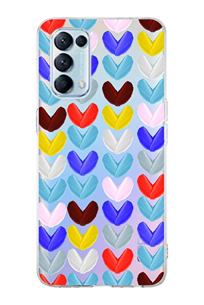 PrintiFy Oppo Reno 5  ile Uyumlu 1mm Slim Fit Water Color 1 Baskılı Şeffaf  Kılıf