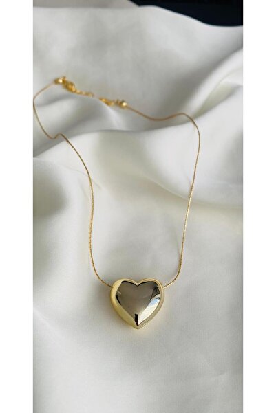 Judas Takı قلادة نسائية على شكل قلب بالون ذهبي كبير